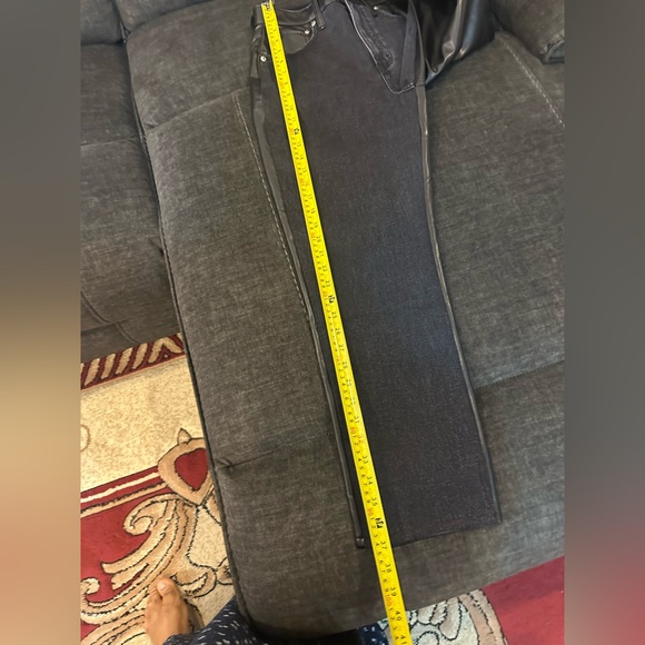 Abercrombie & Fitch denim &Faux Leather the Ankle Straight Ultra High Rise Jeans - Picture 4 of 14